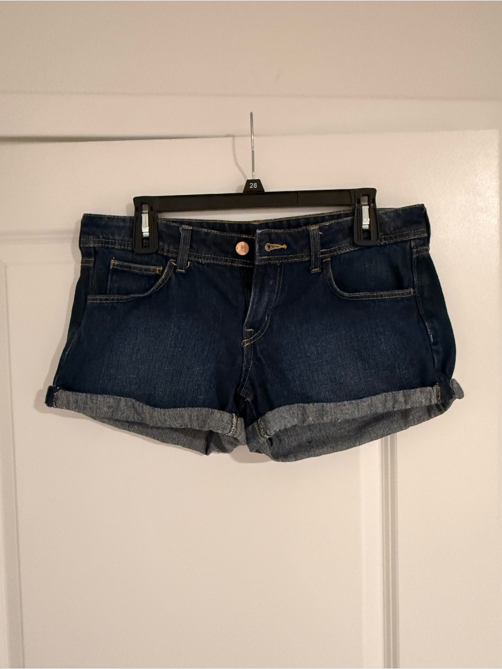 H&M Dark Blue Cuffed Denim Shorts